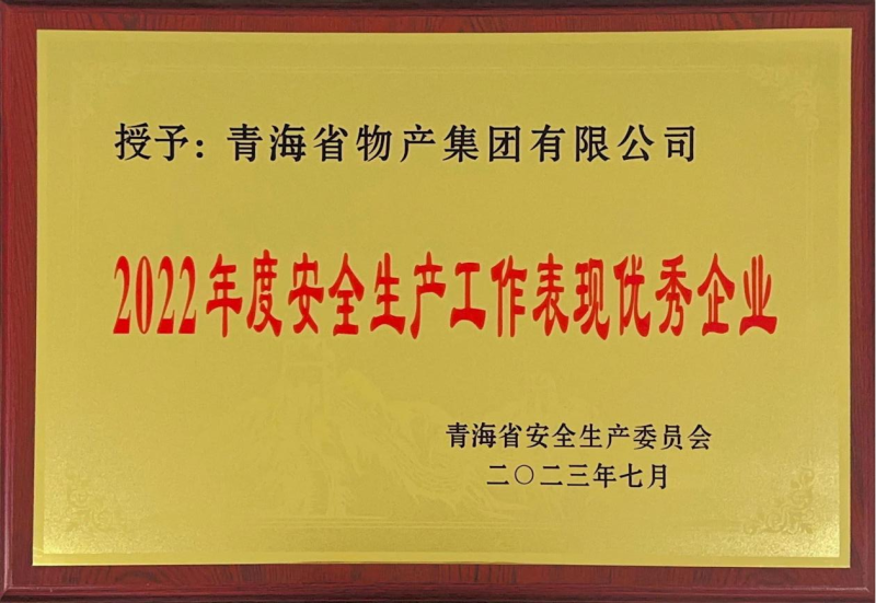 喜   報(bào)——集團(tuán)榮獲青海省2022年度安全生產(chǎn)工作表現(xiàn)優(yōu)秀企業(yè)榮譽(yù)稱號